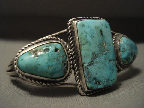 Museum Very Early Vintage Navajo Turquoise Silver Bracelet