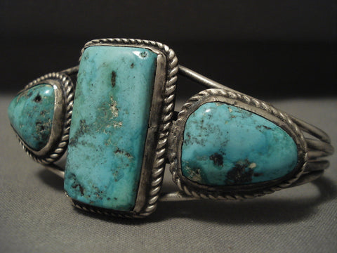 Museum Very Early Vintage Navajo Turquoise Silver Bracelet