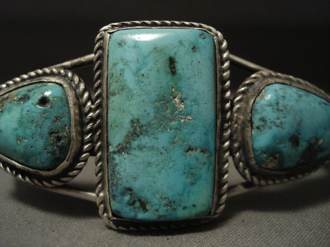 Museum Very Early Vintage Navajo Turquoise Silver Bracelet
