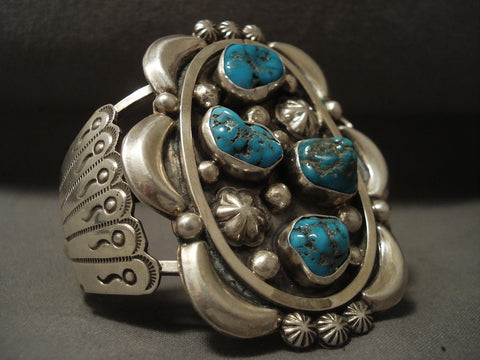 Colossal Vintage Navajo Turquoise Silver Bracelet