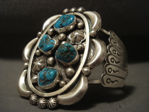 Colossal Vintage Navajo Turquoise Silver Bracelet