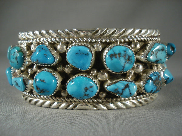 Museum Vintage Navajo Deep Blue Turquoise Silver Wave Bracelet