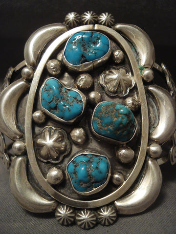 Colossal Vintage Navajo Turquoise Silver Bracelet