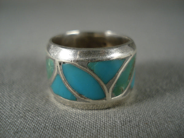 Advanced Turquoise Flower Works Vintage Silver Ring