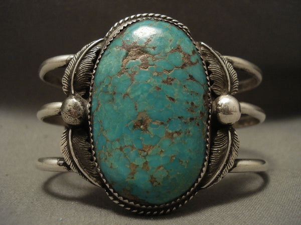 Superior Vintage Navajo Huge Royston Turquoise Silver Bracelet