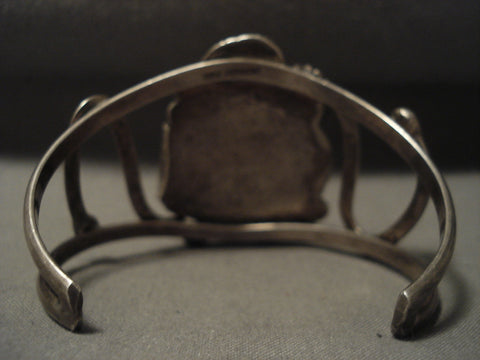 Huge Vintage Navajo 'Light Green Turquoise' Silver Bracelet