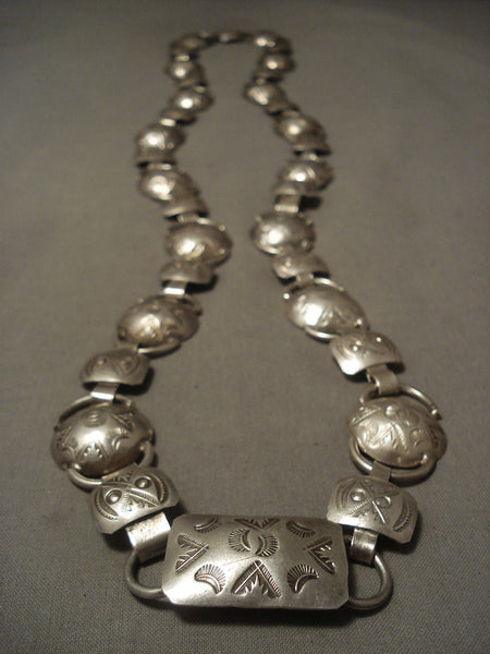 Early 1900's Vintage Navajo Hand Pounded Silver Necklace