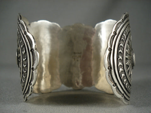 Museum Wide Vintage Navajo Old Blue Turquoise Silver Bracelet