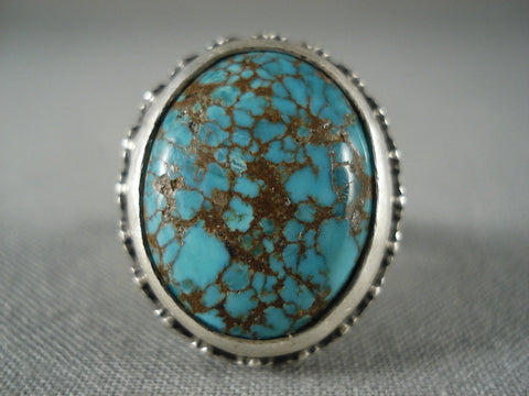 Museum Vintage Navajo Spiderweb Turquoise Silver Ring