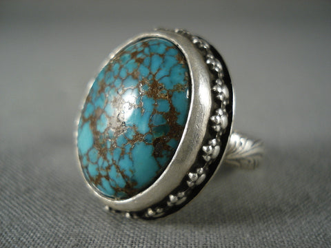 Museum Vintage Navajo Spiderweb Turquoise Silver Ring