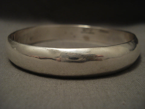 Important Orville Tsinnie Solid Sterling Silver Navajo Bangle Bracelet