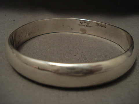 Important Orville Tsinnie Solid Sterling Silver Navajo Bangle Bracelet