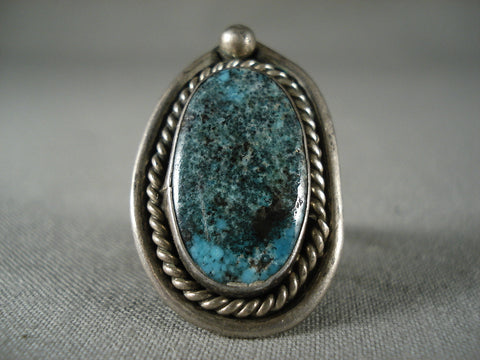 Superlative Vintage Navajo Blue Diamond Turquoise Silver Ring