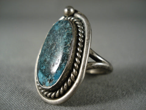 Superlative Vintage Navajo Blue Diamond Turquoise Silver Ring