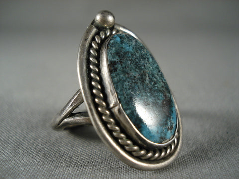 Superlative Vintage Navajo Blue Diamond Turquoise Silver Ring