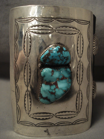Colossal Vintage Navajo 'Expert Stamp' Spider Turquoise Silver Ketoh