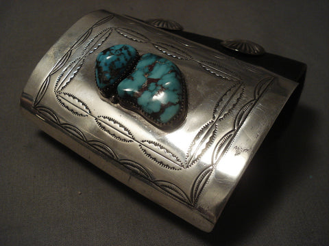 Colossal Vintage Navajo 'Expert Stamp' Spider Turquoise Silver Ketoh
