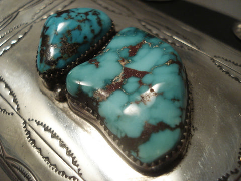 Colossal Vintage Navajo 'Expert Stamp' Spider Turquoise Silver Ketoh