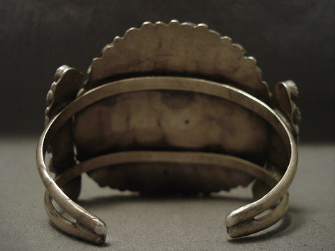 Huge And Very Old Navajo Green And Blue Turquoise Bracelet