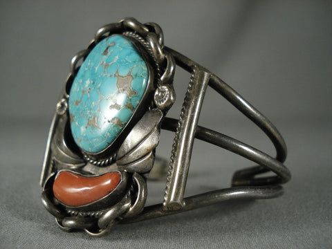 Museum Huge Vintage Navajo #8 Turquoise Silver Bracelet Old