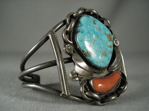 Museum Huge Vintage Navajo #8 Turquoise Silver Bracelet Old