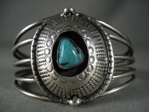 Museum Vintage Navajo 'Silver Shield' Turquoise Bracelet Old