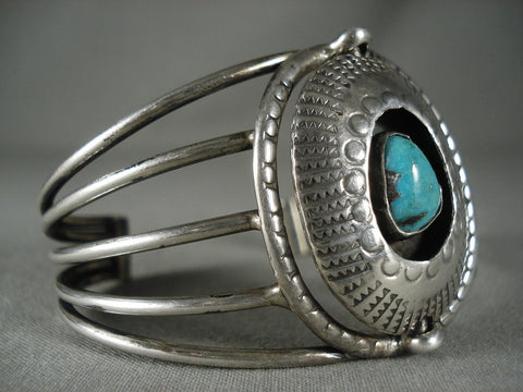 Museum Vintage Navajo 'Silver Shield' Turquoise Bracelet Old
