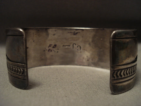 Museum Vintage Navajo 'Triangular Natural Royston Turquoise' Silver Bracelet