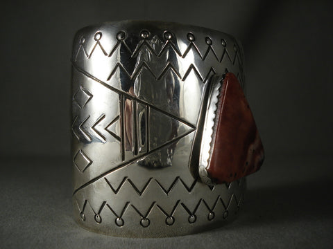 Absolutely Incredible Modernistic Navajo 'Triangular Spiny Oyster' Bracelet