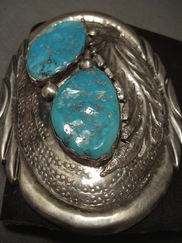 Colossal Super Huge Vintage Navajo 112 Gram Turquoise Silver Ketoh Bracelet