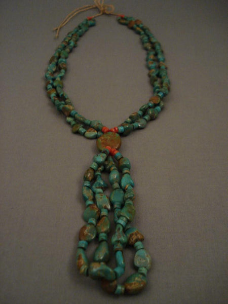 Mind Boggling Vintage Navajo Green Turquoise Necklace