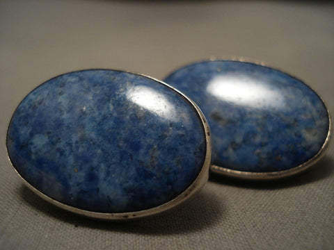 The Biggest And Best Vintage Navajo Oprville Tsinnie Lapis Silver Earrings