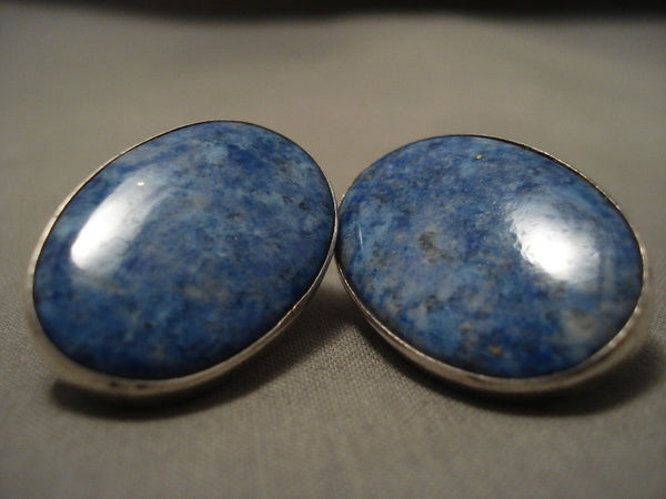 The Biggest And Best Vintage Navajo Oprville Tsinnie Lapis Silver Earrings