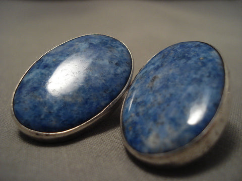 The Biggest And Best Vintage Navajo Oprville Tsinnie Lapis Silver Earrings