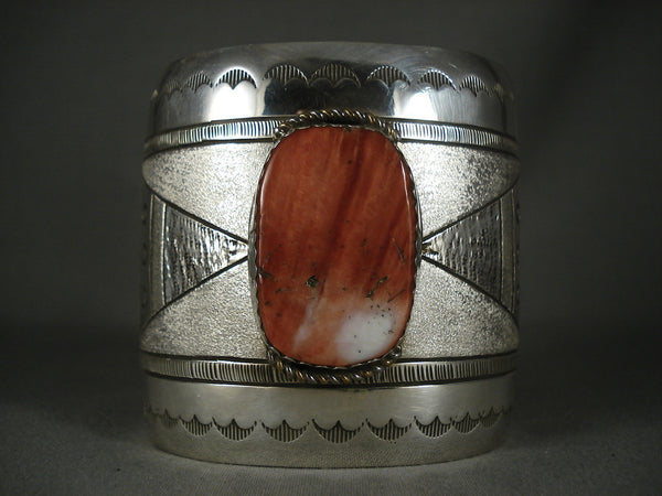 Colossal Modernistic Navajo 'Huge Spiny Oyster' Silver Bracelet