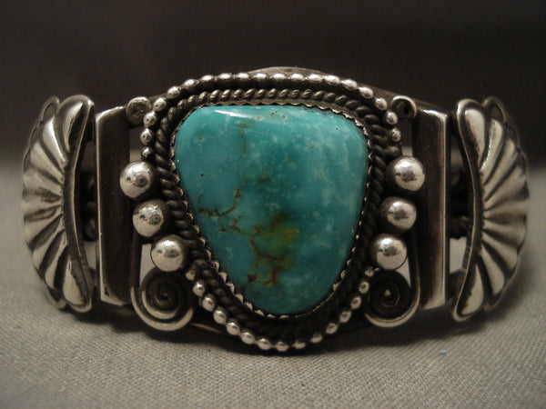 Advanced Coiled Cuff Vintage Navajo Turquoise Silver Bracelet Jewelry