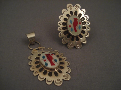 Amazing Vintage Navajo Matching Cardinal Pendant And Ring