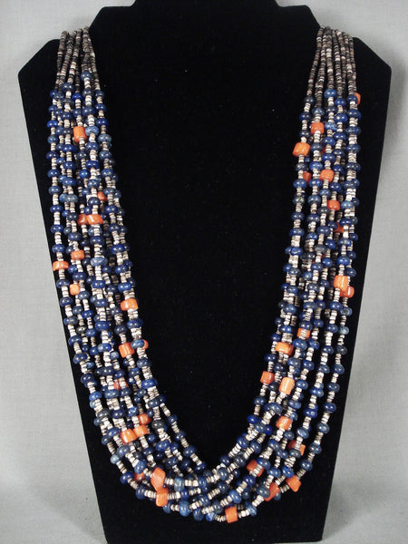 Lake Of Lapis Modernistic Navajo Coral Necklace