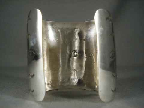 Huge Modernistic Navajo Turquoise Silver Wide Bracelet