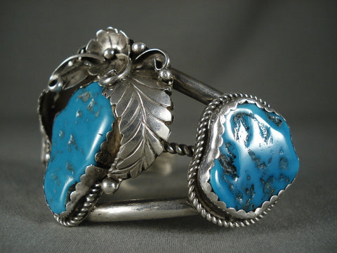Museum Vintage Santo Domingo Turquoise Silver Leaves Bracelet Old