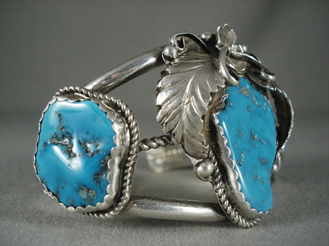Museum Vintage Santo Domingo Turquoise Silver Leaves Bracelet Old