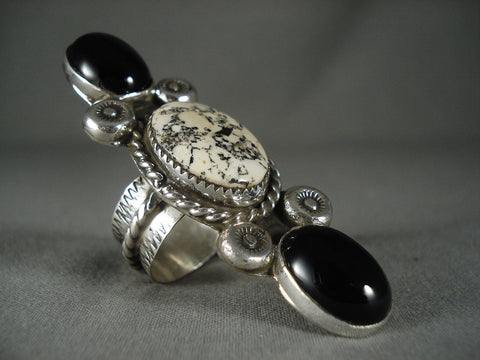 Museum Tall Navajo White Buffalo Turquoise Silver Ring