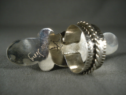 Museum Tall Navajo White Buffalo Turquoise Silver Ring