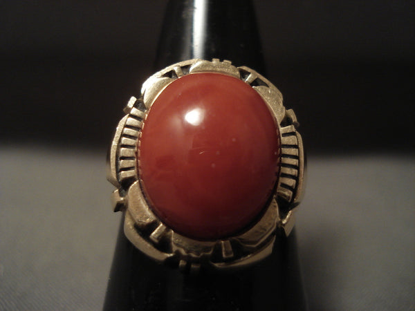 Solid 14k Gold 'Massive Coral' Vintage Navajo Ring