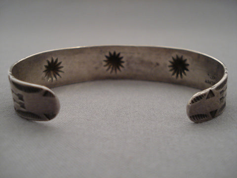 Very Early Vintage Navajo Whirling Logs Silver Repoussed Bracelet