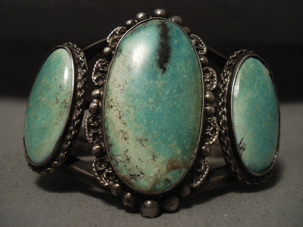 Earlier 1900's Vintage Navajo Natural Turquoise Silver Bracelet