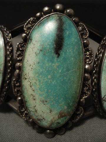 Earlier 1900's Vintage Navajo Natural Turquoise Silver Bracelet