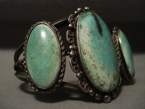 Earlier 1900's Vintage Navajo Natural Turquoise Silver Bracelet