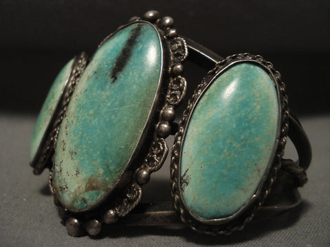 Earlier 1900's Vintage Navajo Natural Turquoise Silver Bracelet