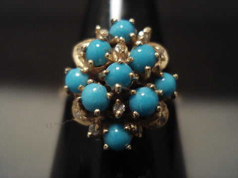 Cute Cute Vintage 14k Gold Turquoise Snake Eye Ring